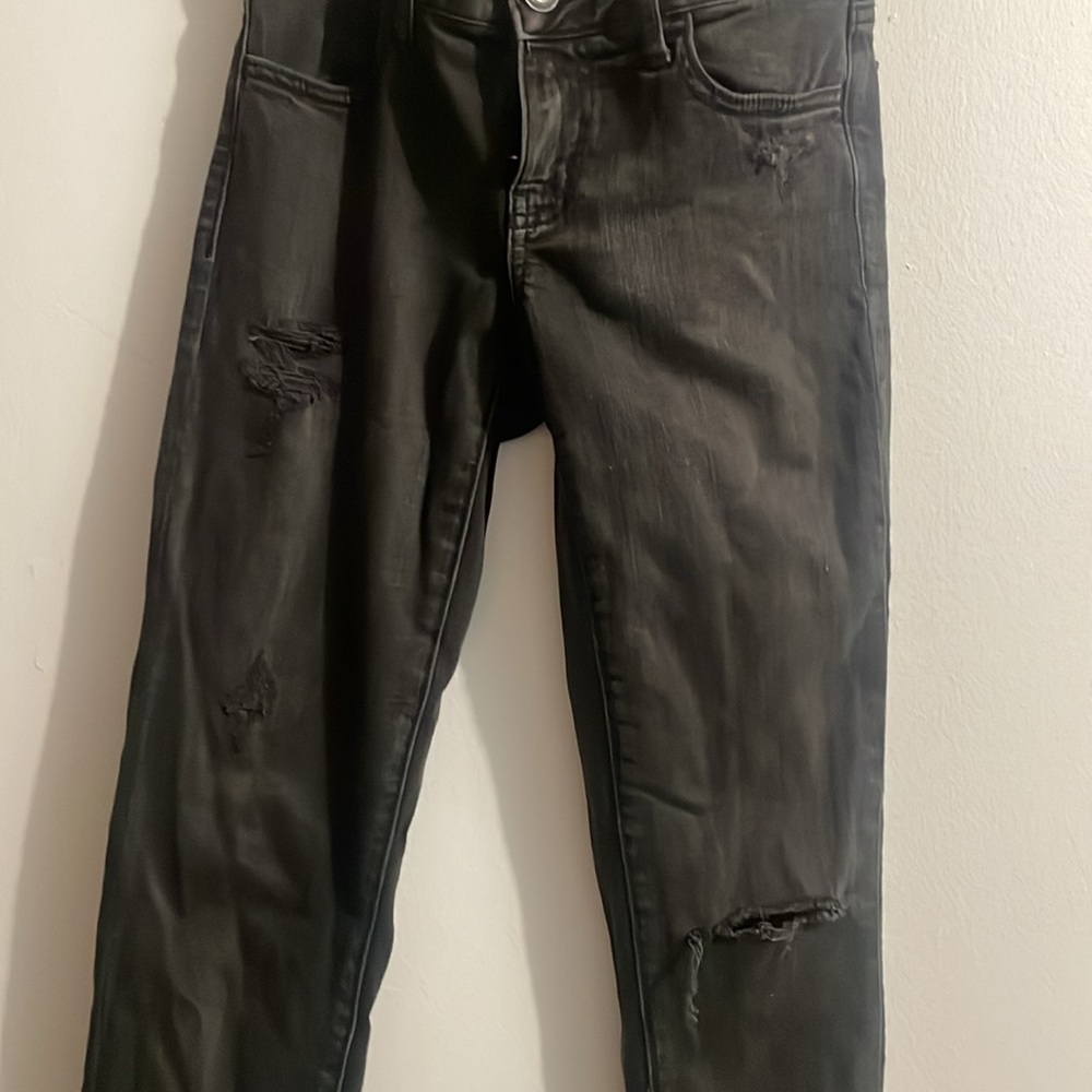 American Eagle super stretch Black Denim -destroyed - Picture 2 of 4